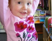 Pink Poppies Long Sleeve Baby Tee 3-6m, 6-12m, 12-18m, 18-24m