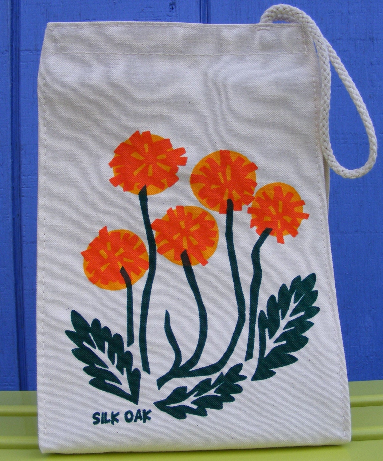 Spring Fling Dandelions, Reusable Organic Lunch Bag