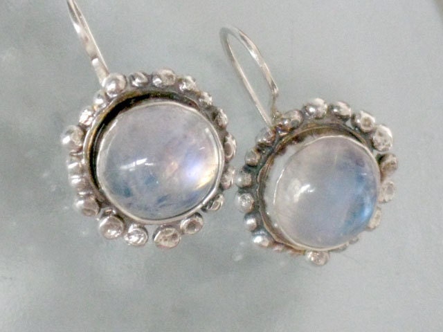 Rainbow Moonstone Silver earrings - Sterling Gemstone Earrings - Rainbow Moonstone Dangle Earrings