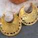 Large Gold Hoops - Hammered Gold Plated Silver Hoops - Half Moon Sterling Ear Hoops