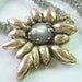 Gold pendant and Labradorite bead necklace,  Handmade  yellow gold  daisy