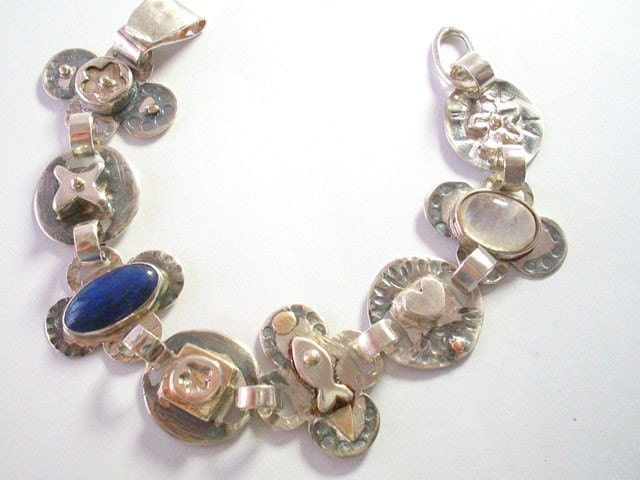 Surprise bracelet with stones in Sterling Silver and Gold Bracelet