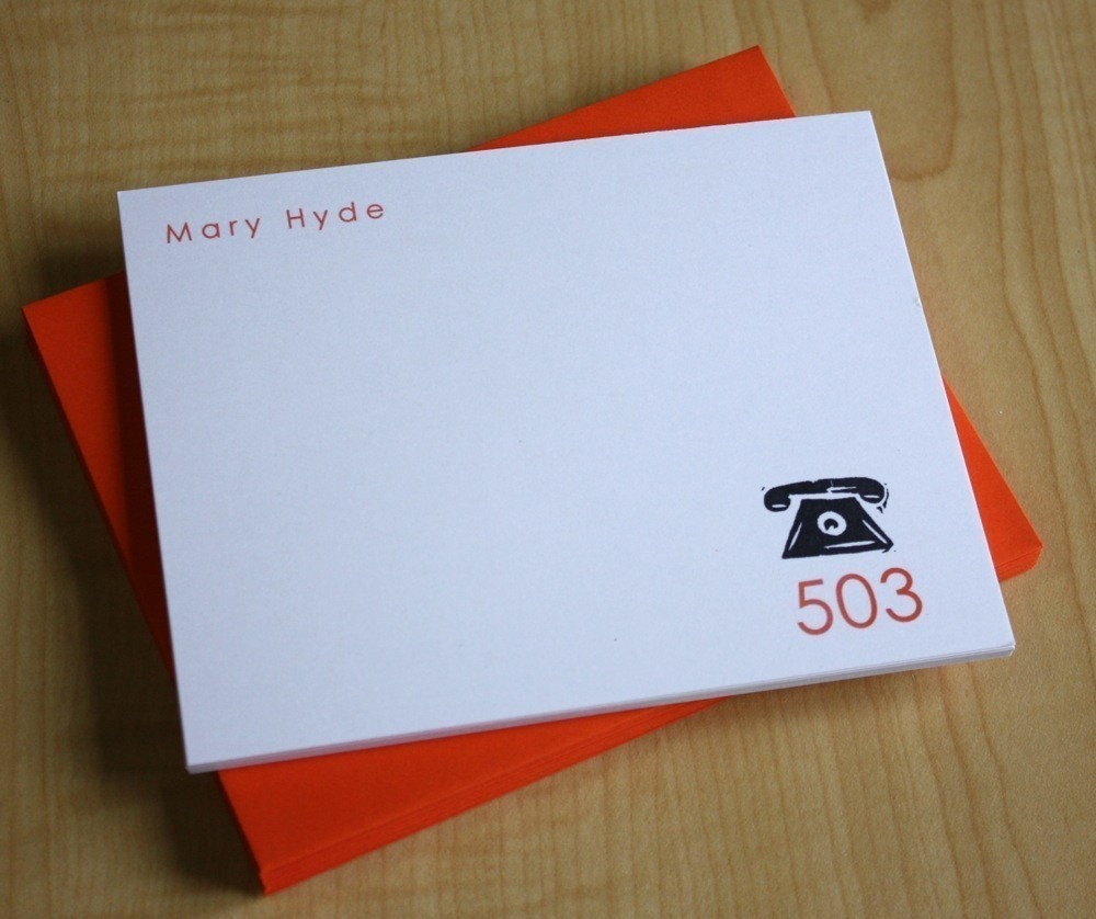 Personalized Area Code Stationery - Set of 12 Flat Notes
