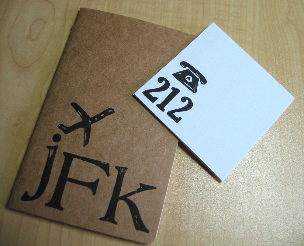 NYC, New York -JFK  Jet Set Journal and 4 Area Code Notes - Hand Printed