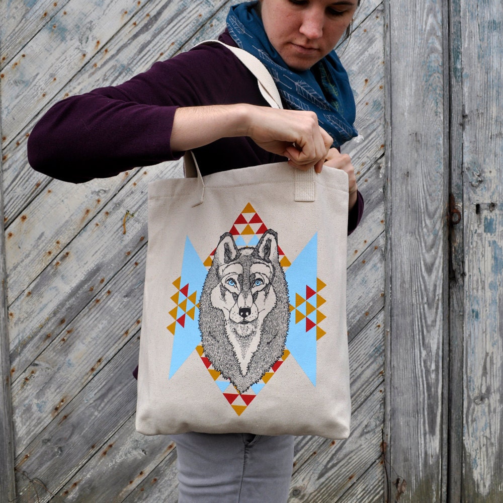 Handprinted Tote - The Wolf