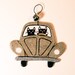 Gold Christmas Volkswagen Clay Cat Folk Art Ornament