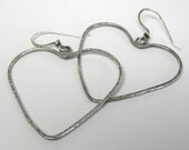 Forged Heart Sterling Silver Earrings