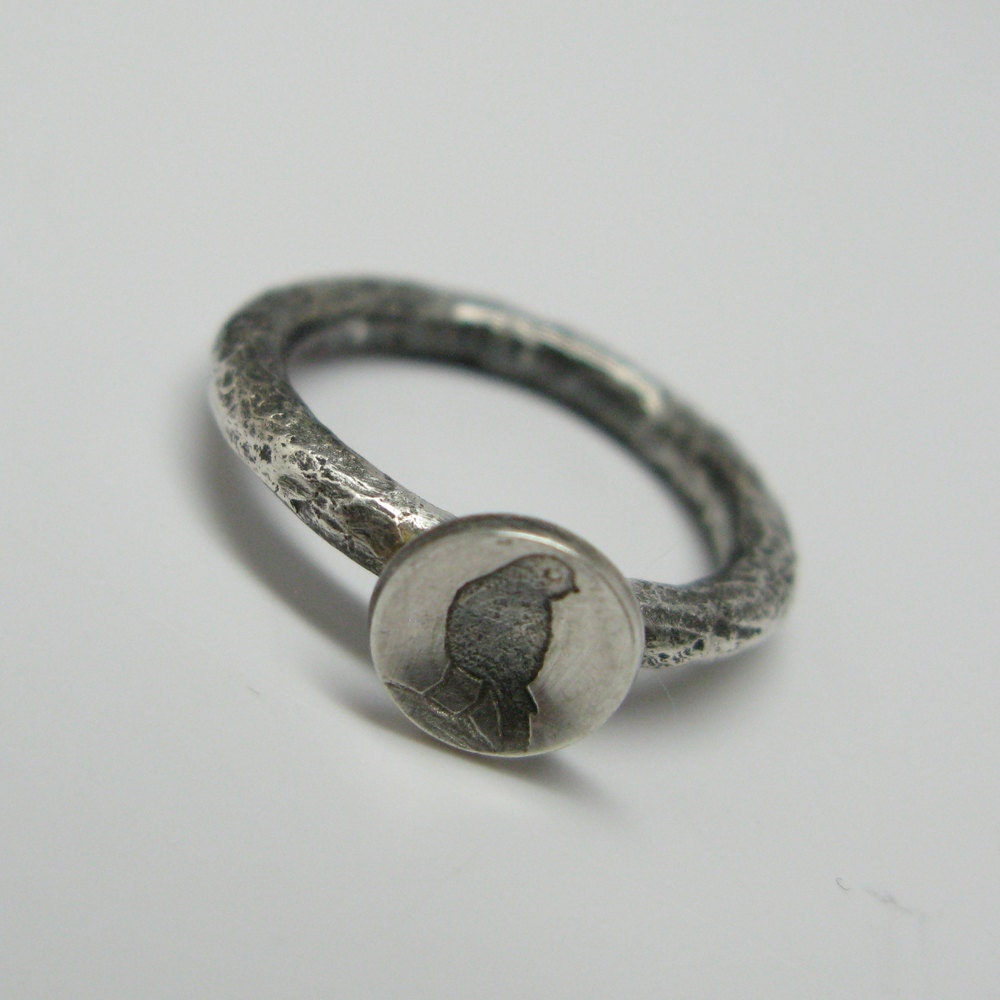 Little Bird Forged Branch Totem Spirit Ring in Reclaimed Sterling Silver