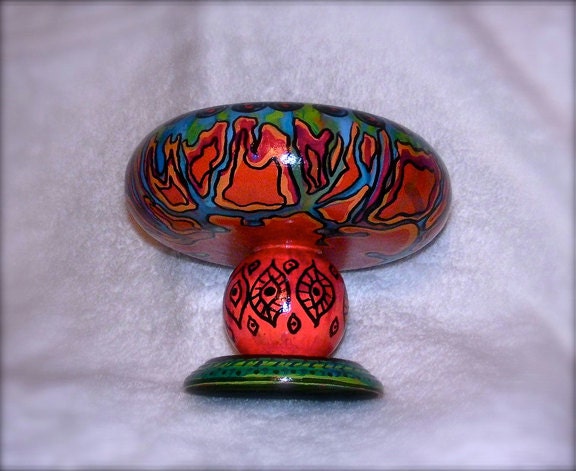 Free Shipping....Hand painted wood candy bowl trinket bowl