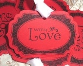 With Love - Red Tags - Wedding gifts, Favors, Friend, Birthday, Scrapbooking, Get Well Gifts
