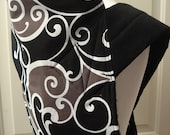 Mei Tai Baby Carrier-  Black and White Scroll/gray minky dot