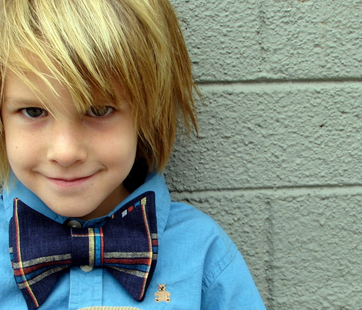 Bowtie - bow tie necktie boys navy blue plaid red baby, toddler 12months 2T 3T 4T 5T 6  Easter