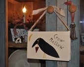 Primitive Handpainted Book Crow Hollow Fabric Hanger