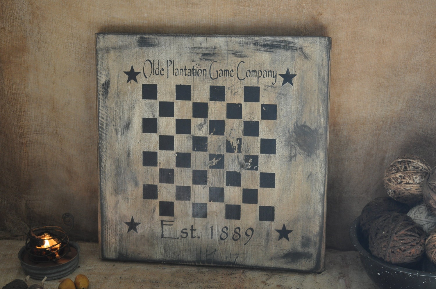 Wood Sign Olde Plantation Game Company Game Board Rustic Country Home Decor