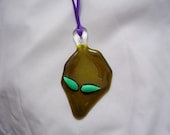 Green Alien Head Sun Catcher
