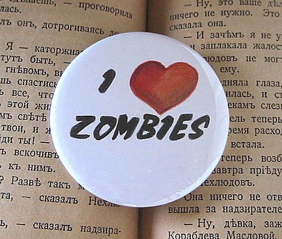 I Heart Zombies 2 1/4 inch Pin Back Button