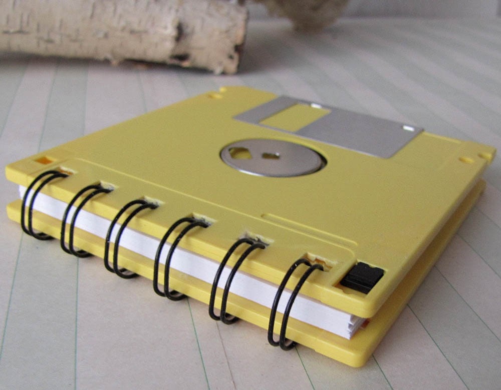 Geek Gear Lemon Yellow Recycled Blank Floppy Disk Mini Notebook