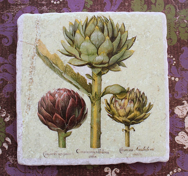 Marble trivet - Vintage ArtichokeTrivet