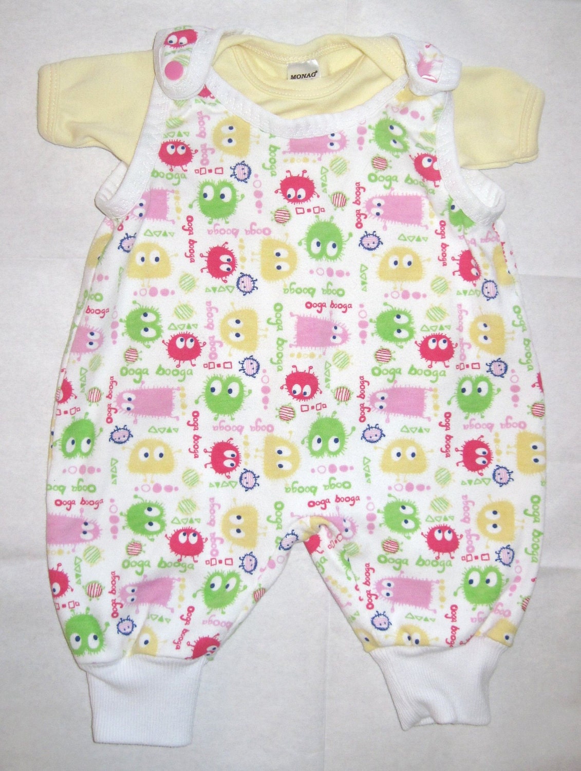 Girly Pink Lemonade Ooga Booga Print Newborn Overalls With Lap T-Shirt