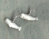 not so baby beluga whale earrings handpainted