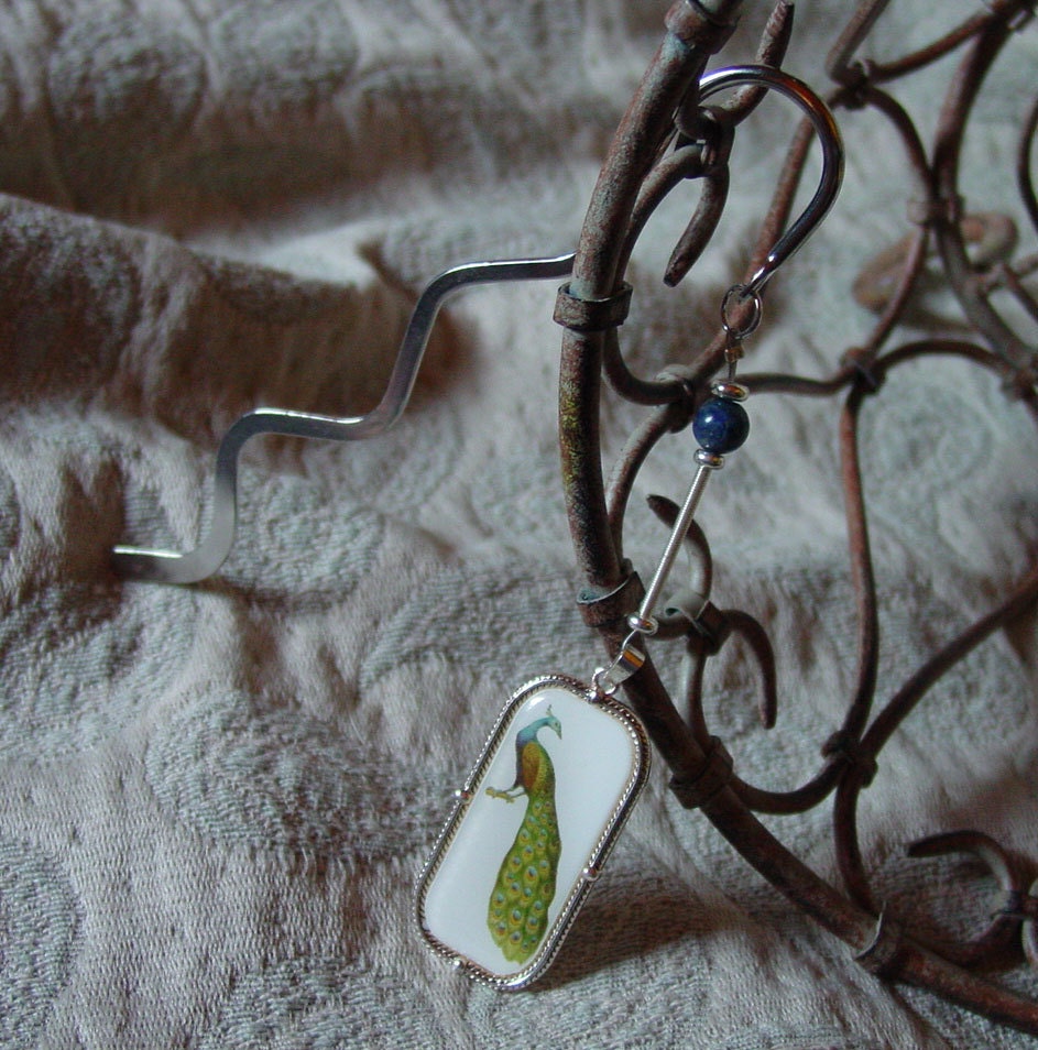 Gwynstone Squiggle bookmark peacock bird