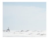 Winter Landscape Photography - Blue Sky, Lake Erie, Lighthouse, Snow, Ice, Peaceful - February Blues 1 8x10