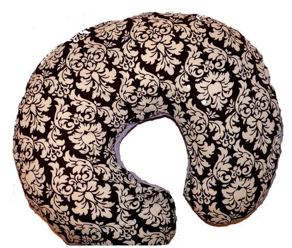 Nursing Pillow COVER in Michael Millers Brown Dandy Damask