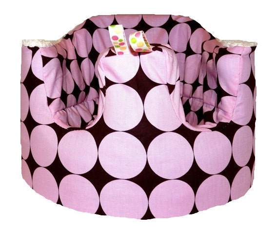 Home of the Orignial Bumbo Seat COVER in Michael Miller Pink/Brown Disco Dot