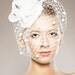 Free-Shipping-Bridal-Cocktail-Hat-Off-White-Fascinator-Head-Piece-Summer-Wedding-Handmade-Comb-Spotted-Birdcage-Veil-French-Veiling