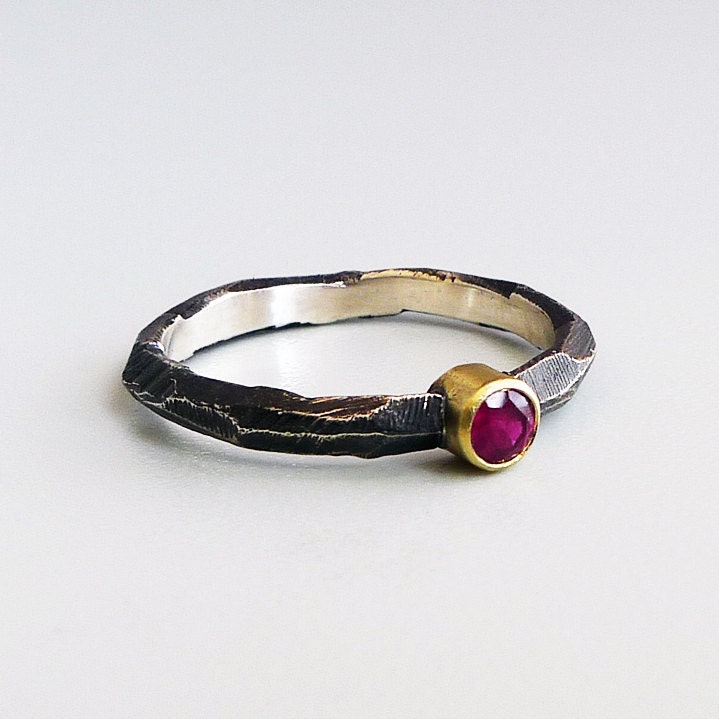 Hammered Ruby Ring