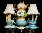 Whimsical Alice In Wonderland Mad Hatter Tea Party Chandelier (Three Arm)