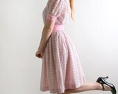 1960s Tea Party Dress Cotton Candy Pink Flower Girl Sheer - Pastel Small Sweetheart