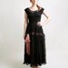 RESERVED - Vintage Lace Dress - Black 1930s Illusion Ribbon Bow Prom Gown - Small to Medium Homecoming Queen