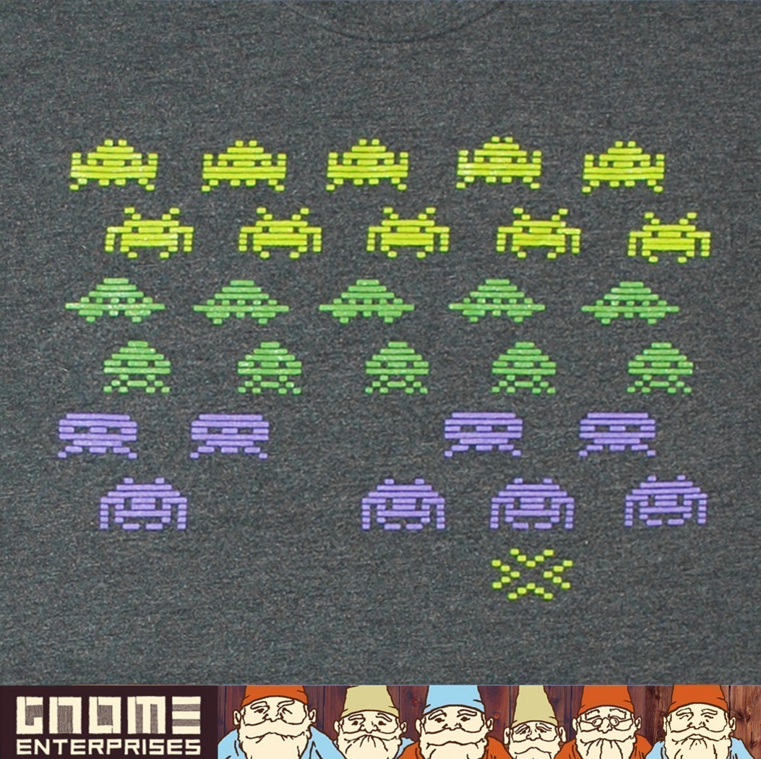 Space Invasion Unisex / Men's T-shirt Tee Shirt Cool Awesome Retro Vintage Geek UFO Arcade Video Games Heather Black Tshirt
