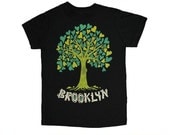 KIDS / Brooklyn Tree T-shirt - Children Youth Toddler Boys Girls Tee Shirt Cute Hearts Green Grows Nature Woodland Forest Black Tshirt