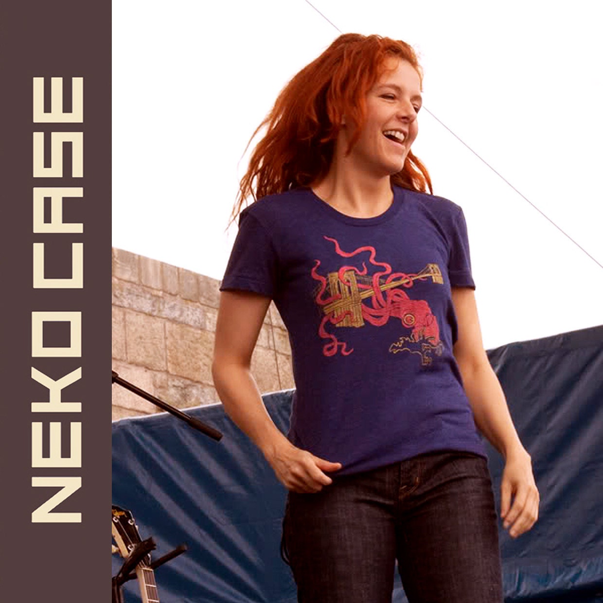 Squid Attack - Womens Girls T-Shirt Track Tee Shirt Awesome Neko Case Nautical Octopus Kraken Monster Brooklyn Bridge Blue Indigo Tshirt
