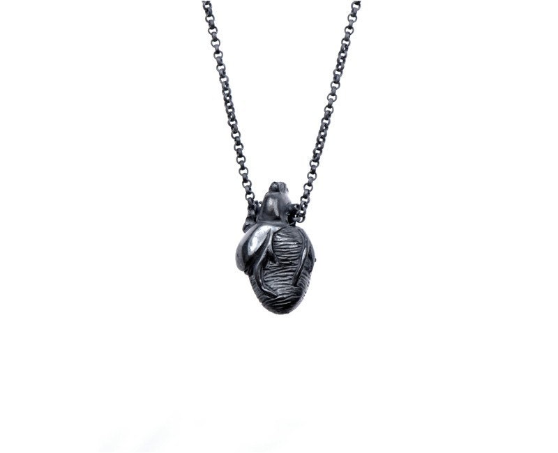 Original Large Solid Black Silver Heart