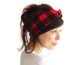 Tie Up Headscarf Red and Black Check - ChiChiDee