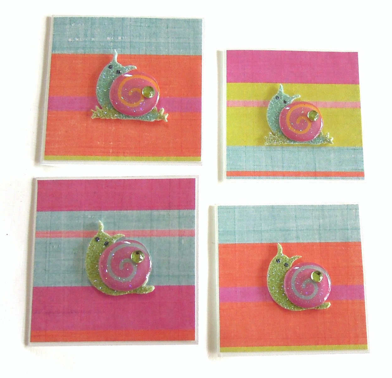 Glittery Snail Mini Cards - Set of 4 Cards