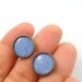 Blue Chevron Earring Posts - Blue and White Stud Earrings - Geometric Jewelry