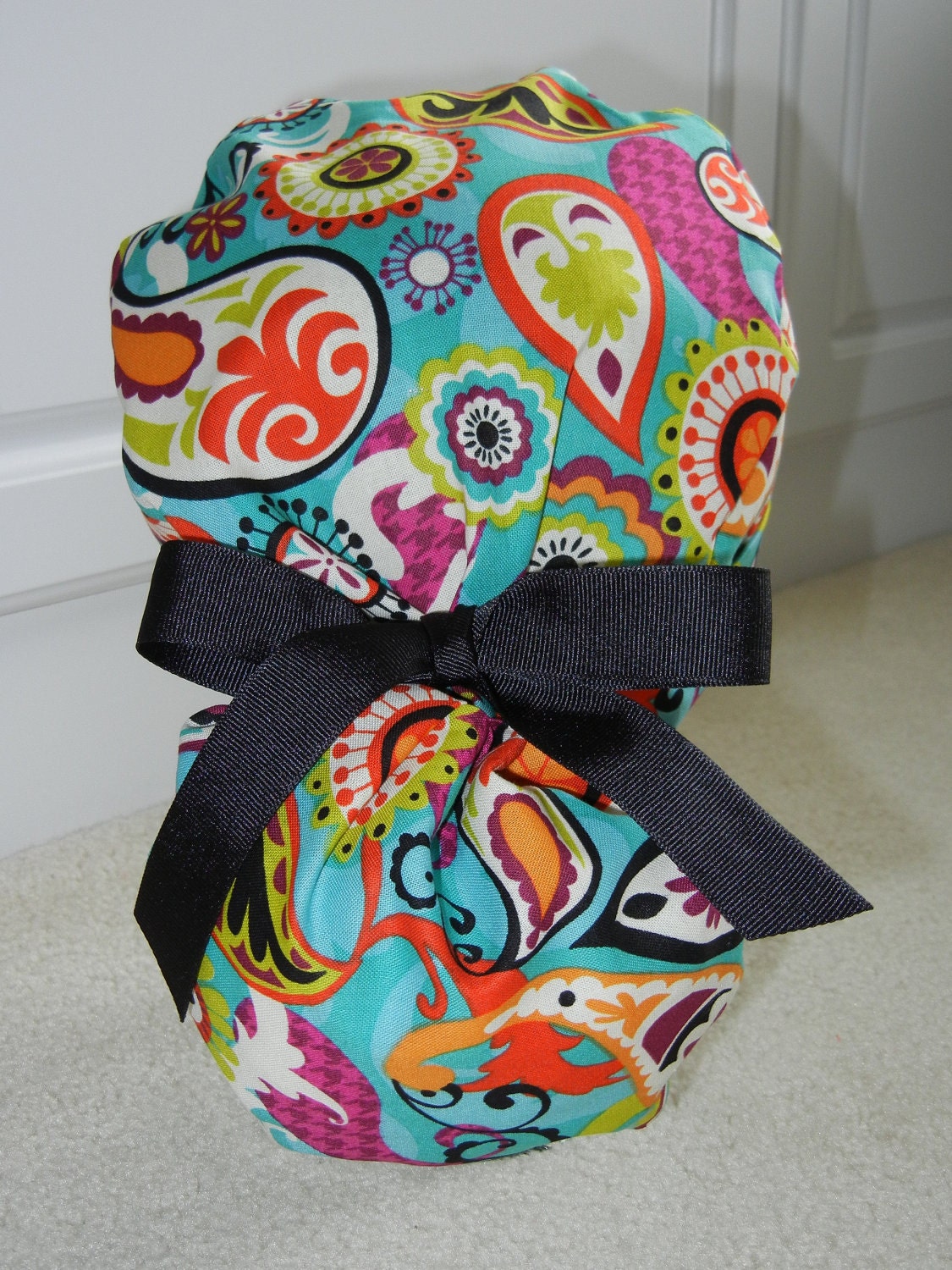 Turn Up Ponytail Scrub Hat in Cosmic Paisley