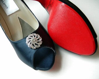 Wedding shoes marine navy Painted red Soles, Americana