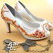 Wedding Shoes painted Delphinium on peep toes, not dyed