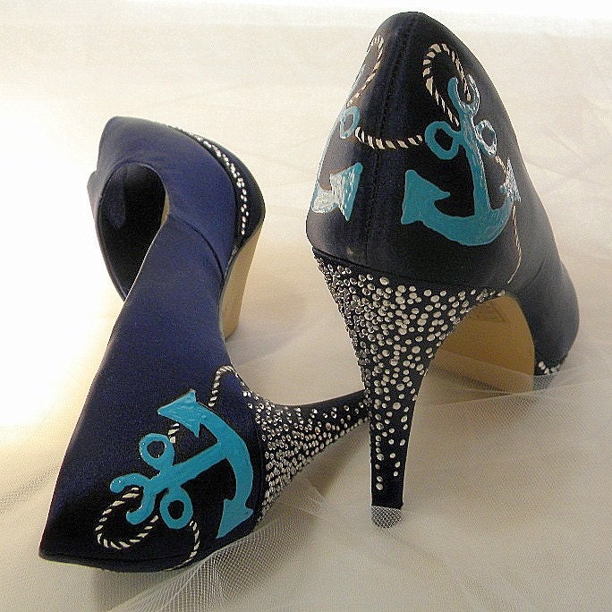 Wedding Shoes Nautical anchor rope rhinestones platform pump Ancla