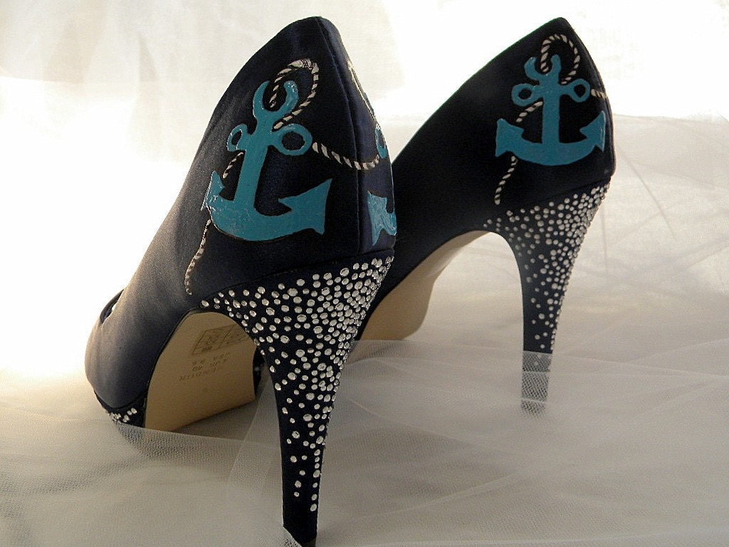 Wedding Shoes Nautical anchor rope rhinestones platform pump Ancla
