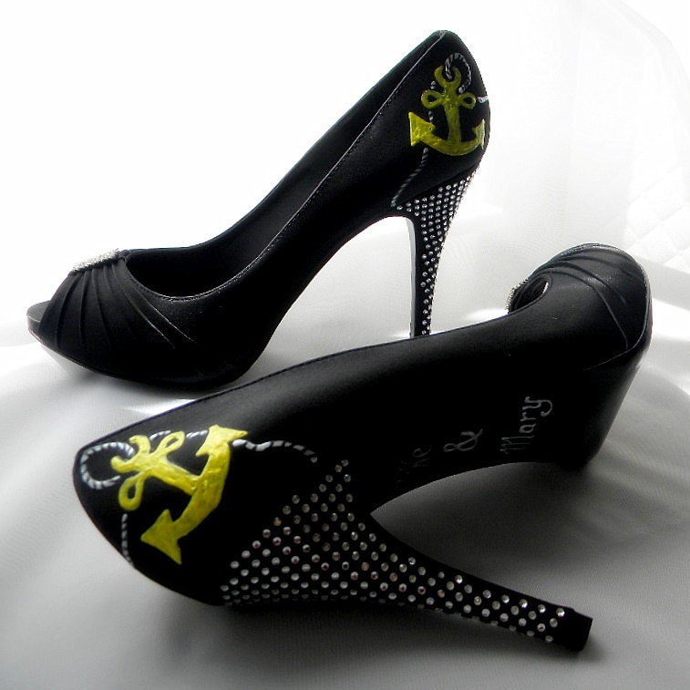 Wedding Shoes,Nautical anchor and rope, rhinestones platform pump Ingrid