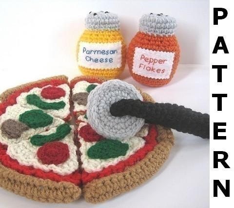 Pizza Play Food Crochet Pattern - finished items made from pattern may be sold