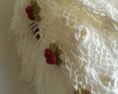 Crocheted .Triangle shawl..Ivory..
