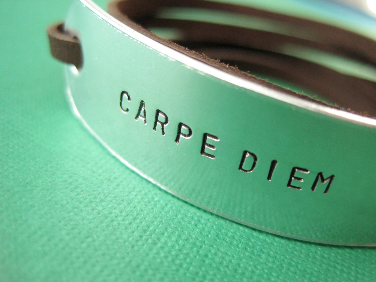 Personalized Bracelet - Carpe Diem - Seize the Day - Leather Cord color option
