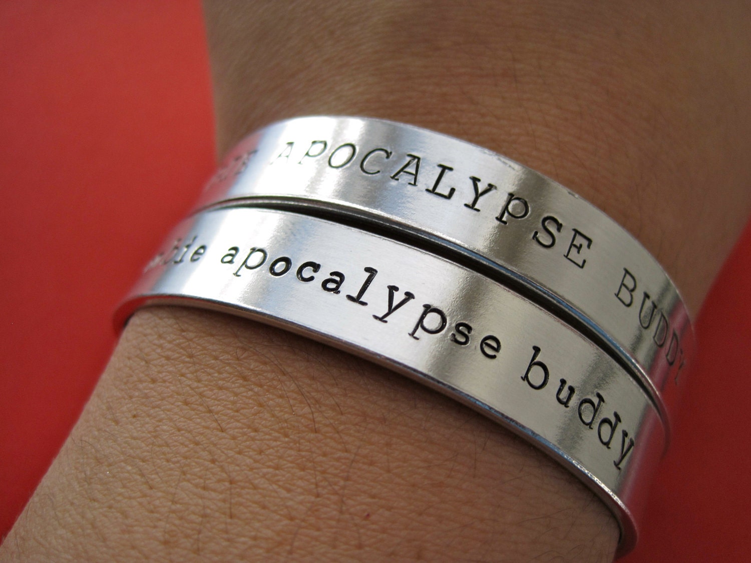 Personalized Bracelet - Zombie Apocalypse Buddy - Set of 2 - 3/8